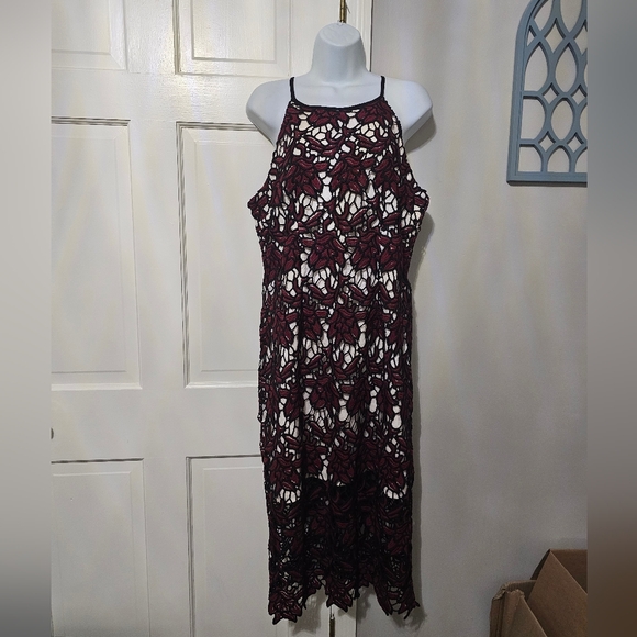 Solitaire Dresses & Skirts - Solitaire Burgundy and Black Lace Dress